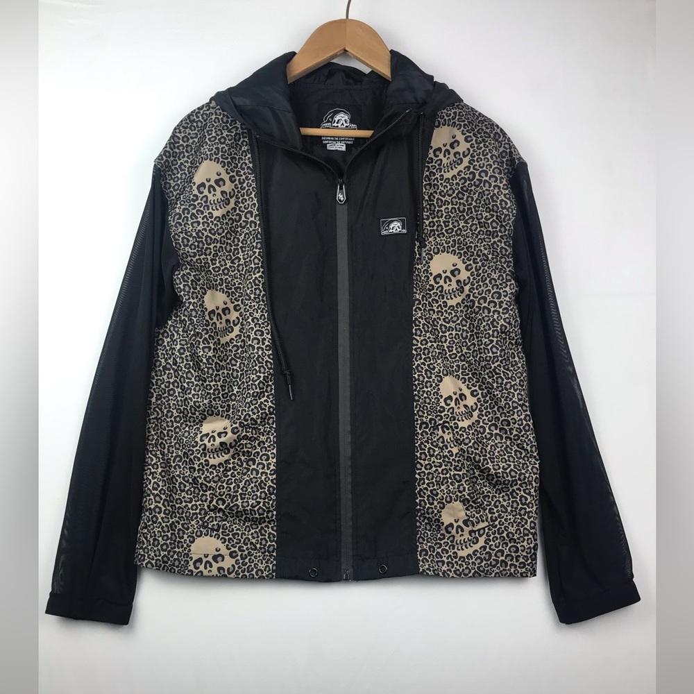 Lurking Class Jacket- Leopard Skull Animal Print with Mesh Sleeves, size S